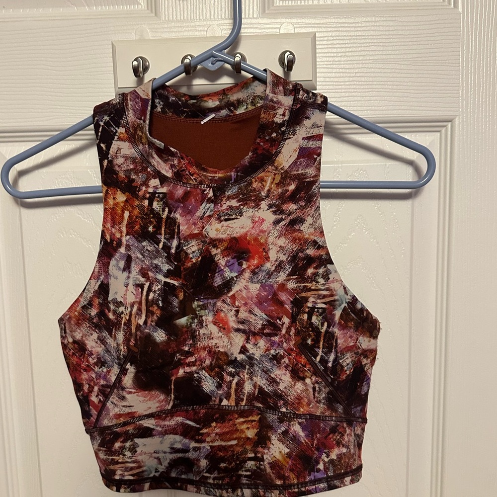 lululemon athletica Abstract Rust Plum High Neck Crop Top